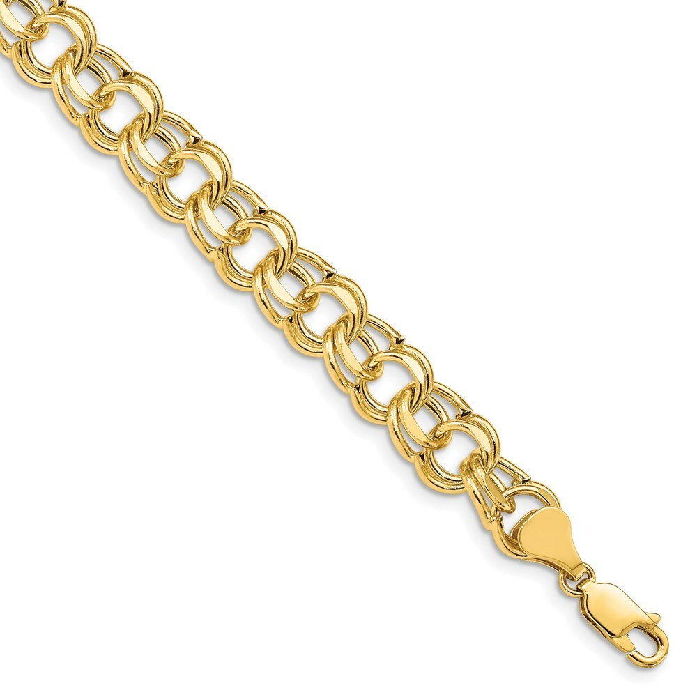 8.25" Length Bracelet 14K Yellow Gold Lite 8.5mm Double Link Charm Bracelet