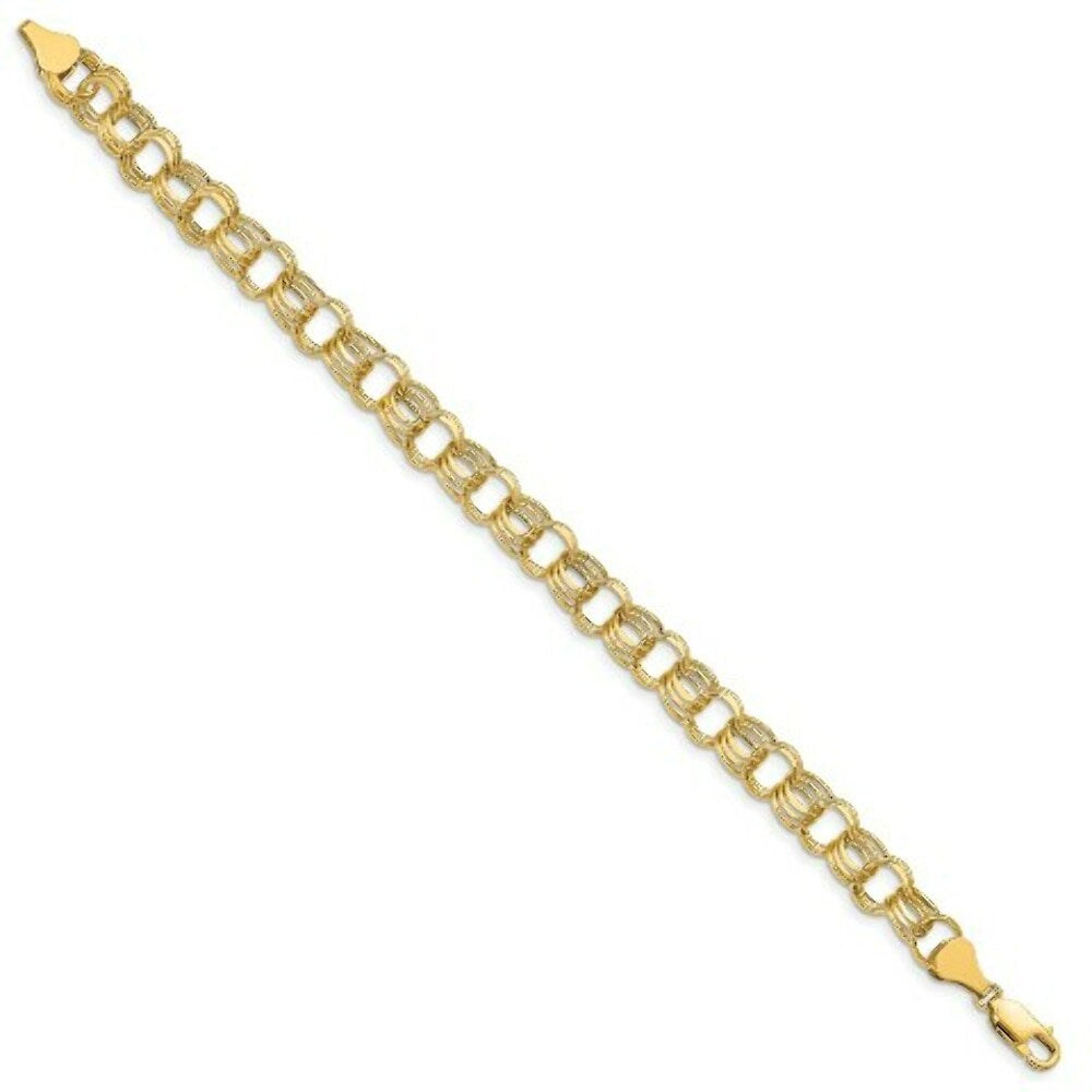 7.25" Length Bracelet 14K Yellow Gold Lite 8mm Triple Link Charm Bracelet