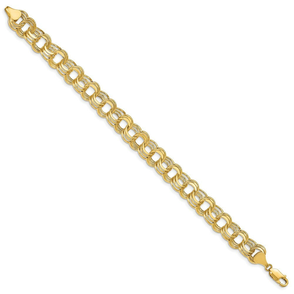 7.25" Length Bracelet 14K Yellow Gold Lite 9.5 Triple Link Charm Bracelet