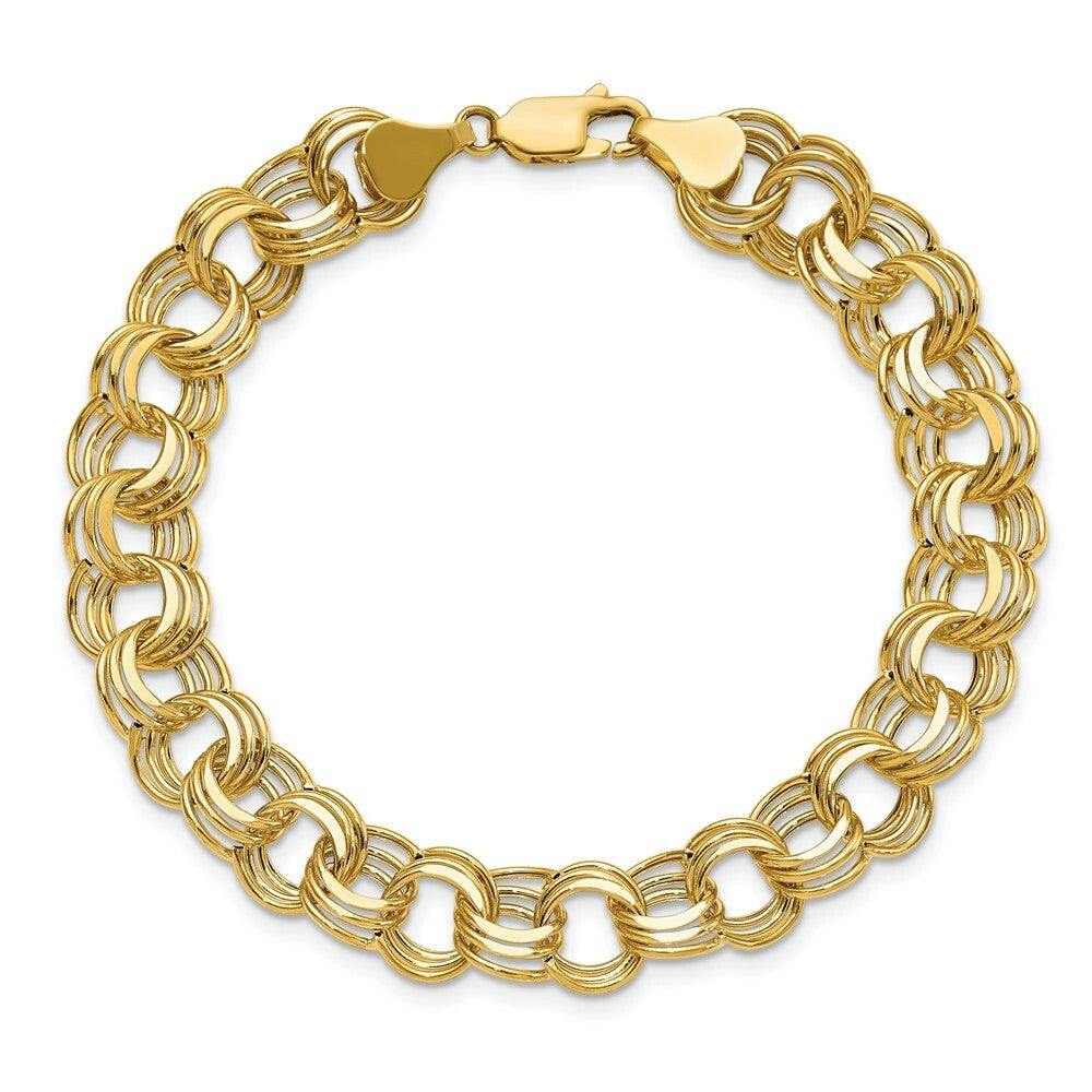 7.25" Length Bracelet 14K Yellow Gold Lite 9.5 Triple Link Charm Bracelet