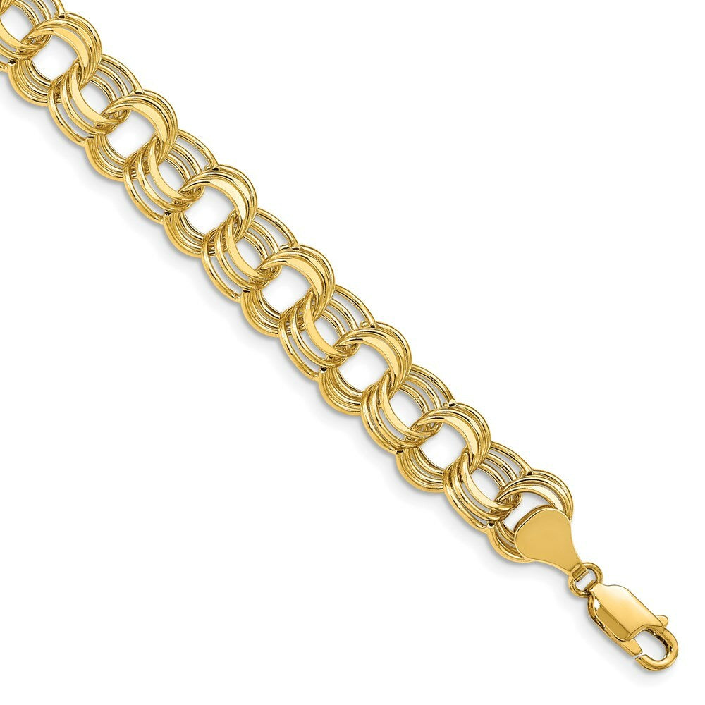 7.25" Length Bracelet 14K Yellow Gold Lite 9.5 Triple Link Charm Bracelet