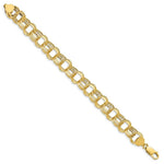 Load image into Gallery viewer, 8" Length Bracelet 14K Yellow Gold Lite 11mm Triple Link Charm Bracelet

