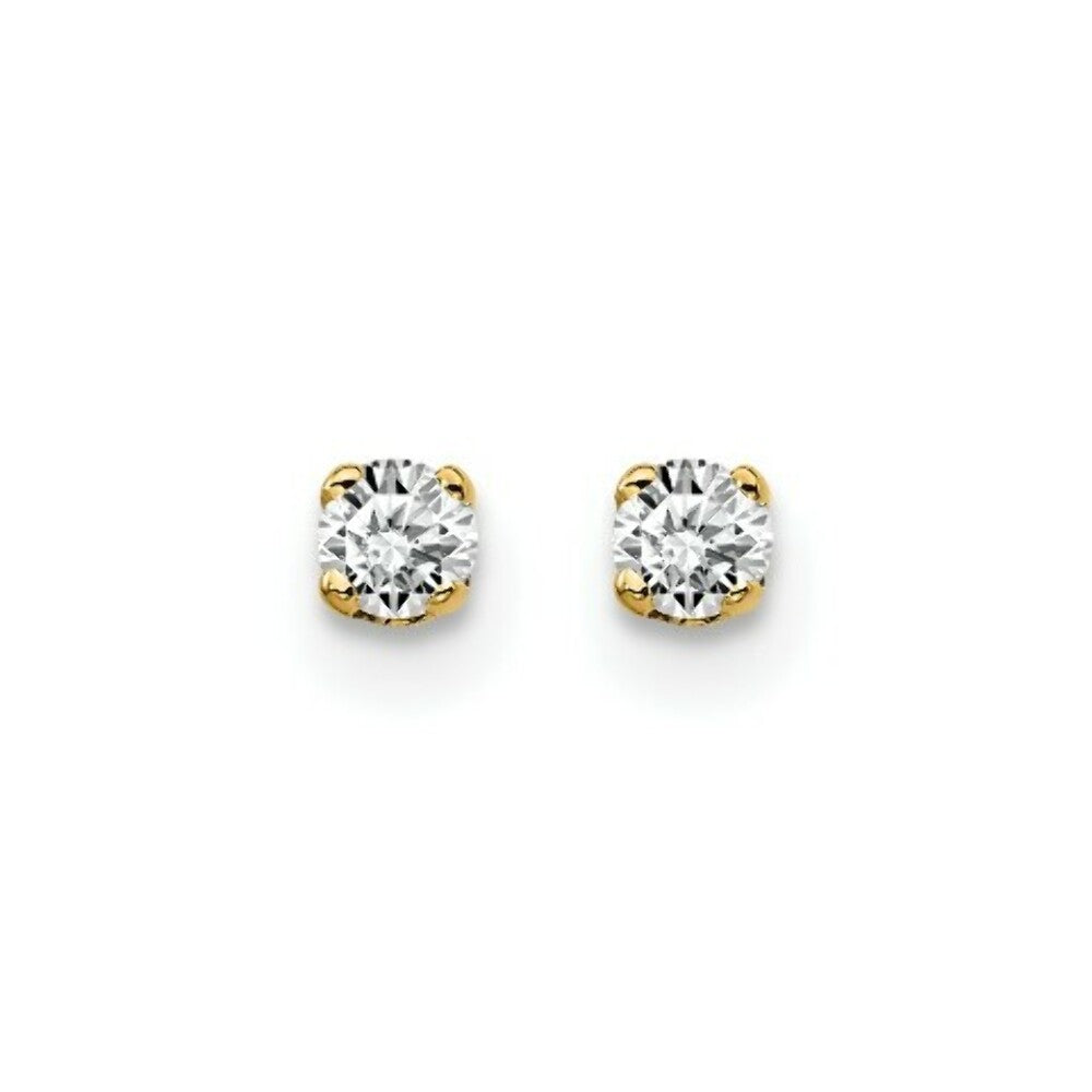 14K Yellow Gold .10-Carat tw I2 K-L Diamond Stud Push-on Post Earrings