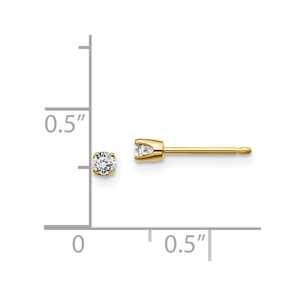 14K Yellow Gold .10-Carat tw I2 K-L Diamond Stud Push-on Post Earrings