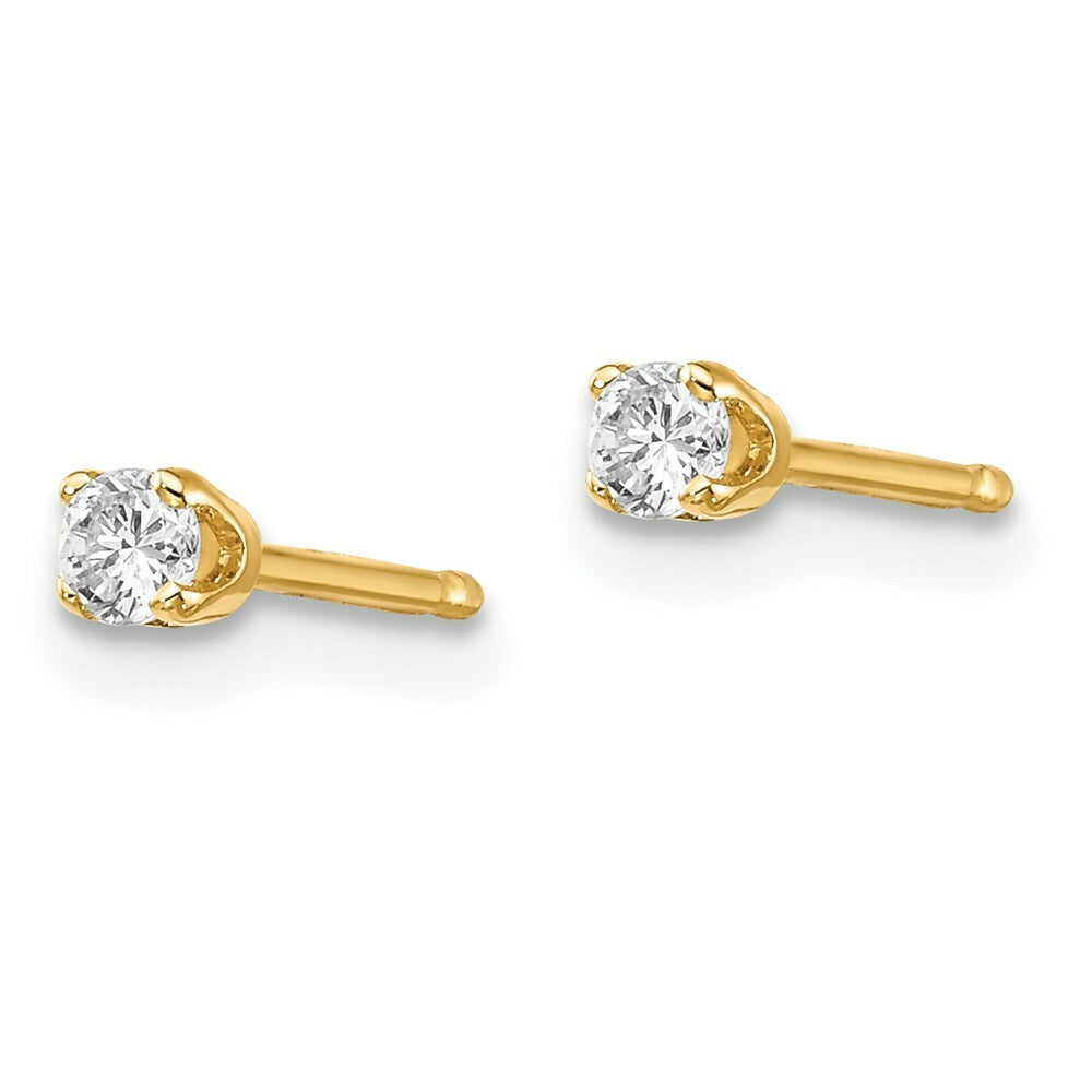 14K Yellow Gold .10-Carat tw I2 K-L Diamond Stud Push-on Post Earrings