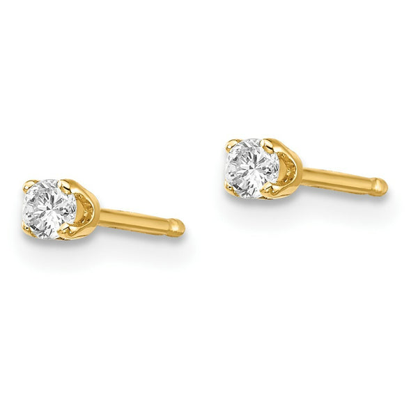 14K Yellow Gold .10-Carat tw I2 K-L Diamond Stud Push-on Post Earrings
