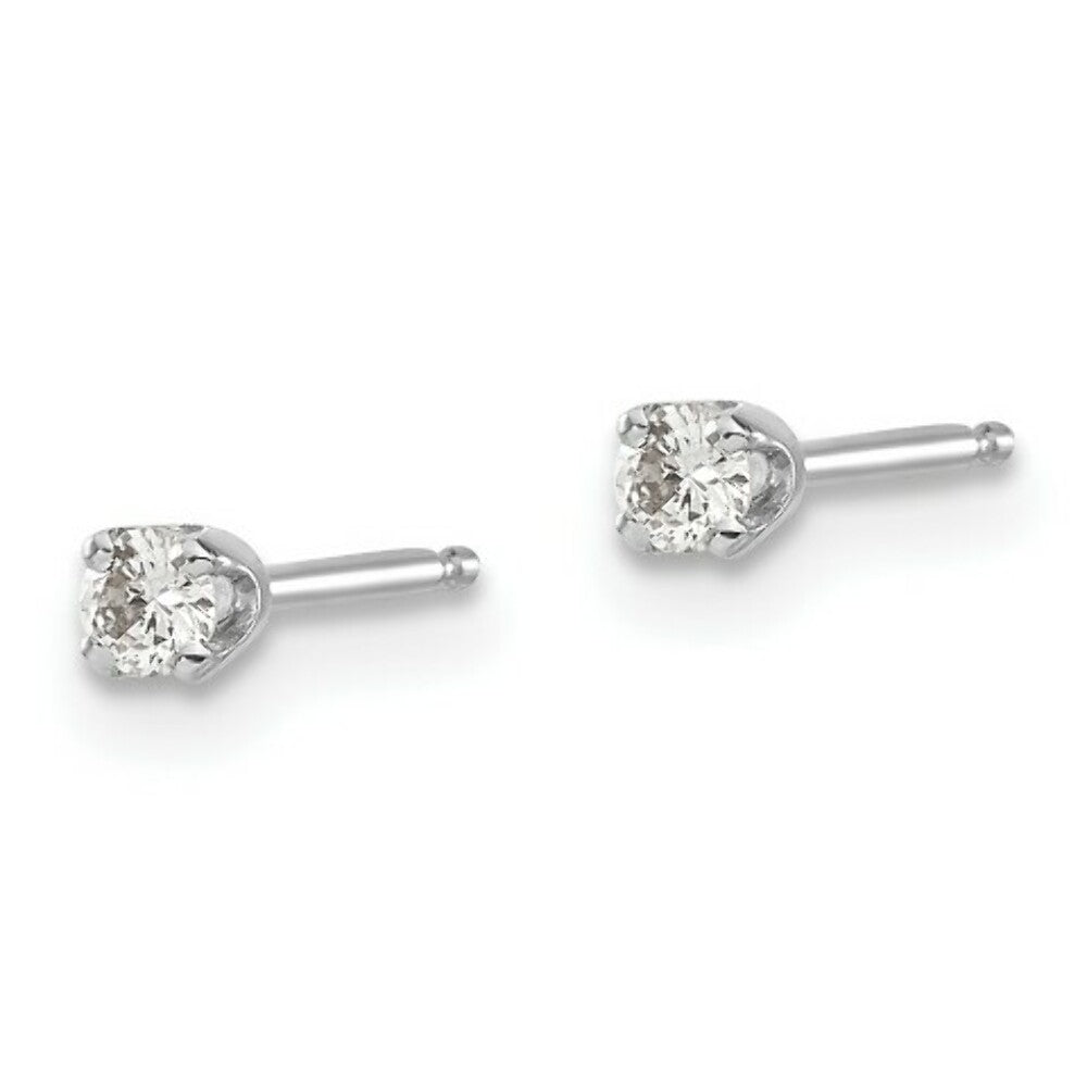 14K White Gold .10-Carat I2 K-L Diamond Stud Push-on Post Earrings