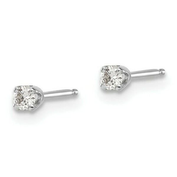 14K White Gold .10-Carat I2 K-L Diamond Stud Push-on Post Earrings
