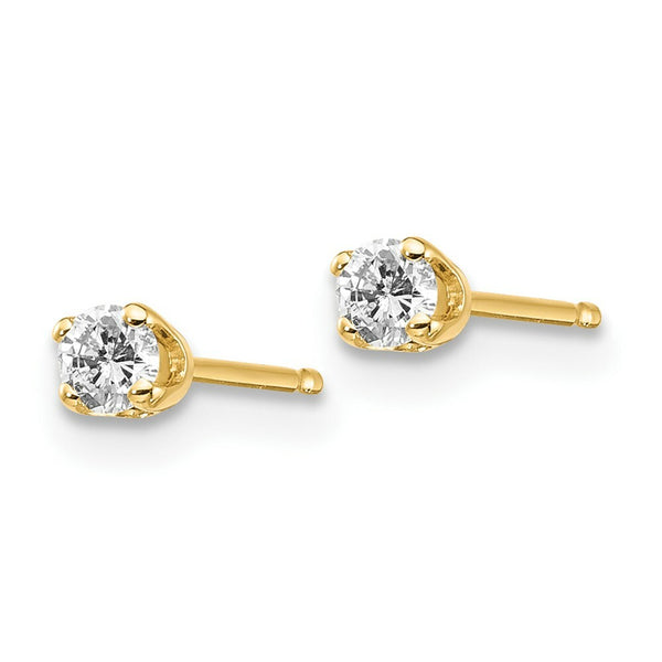 14K Yellow Gold .15-Carat tw I2 K-L Diamond Stud Push-on Post Earrings