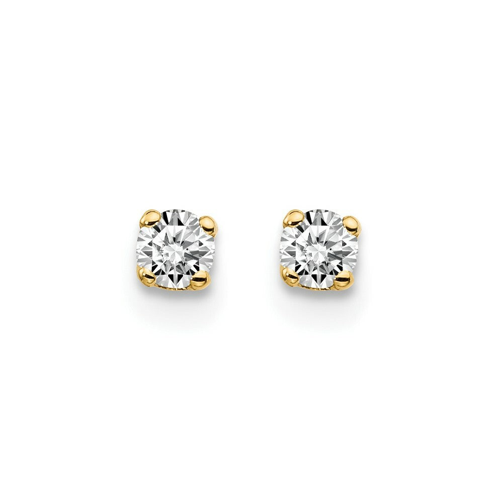 14K Yellow Gold .15-Carat tw I2 K-L Diamond Stud Push-on Post Earrings