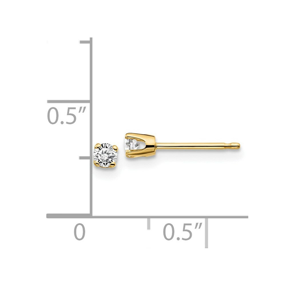 14K Yellow Gold .15-Carat tw I2 K-L Diamond Stud Push-on Post Earrings