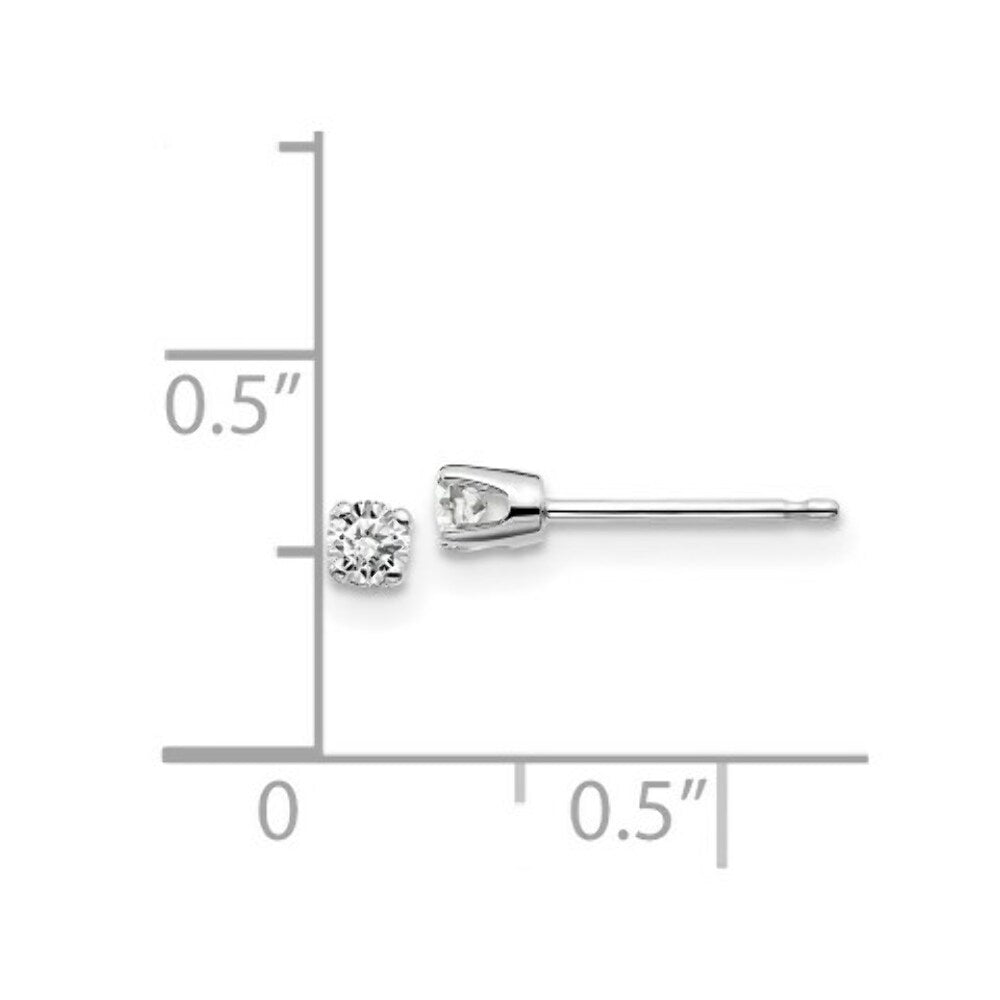 14K White Gold .15-Carat I2 K-L Diamond Stud Push-on Post Earrings