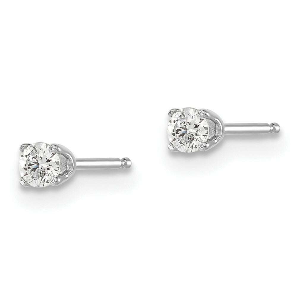14K White Gold .15-Carat I2 K-L Diamond Stud Push-on Post Earrings