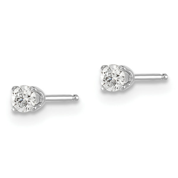14K White Gold .15-Carat I2 K-L Diamond Stud Push-on Post Earrings