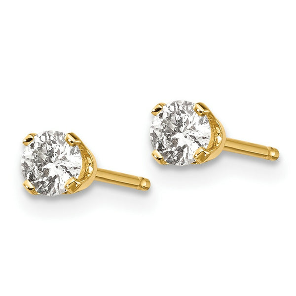 14K Yellow Gold 1/3-Carat tw I2 K-L Diamond Stud Push-on Post Earrings