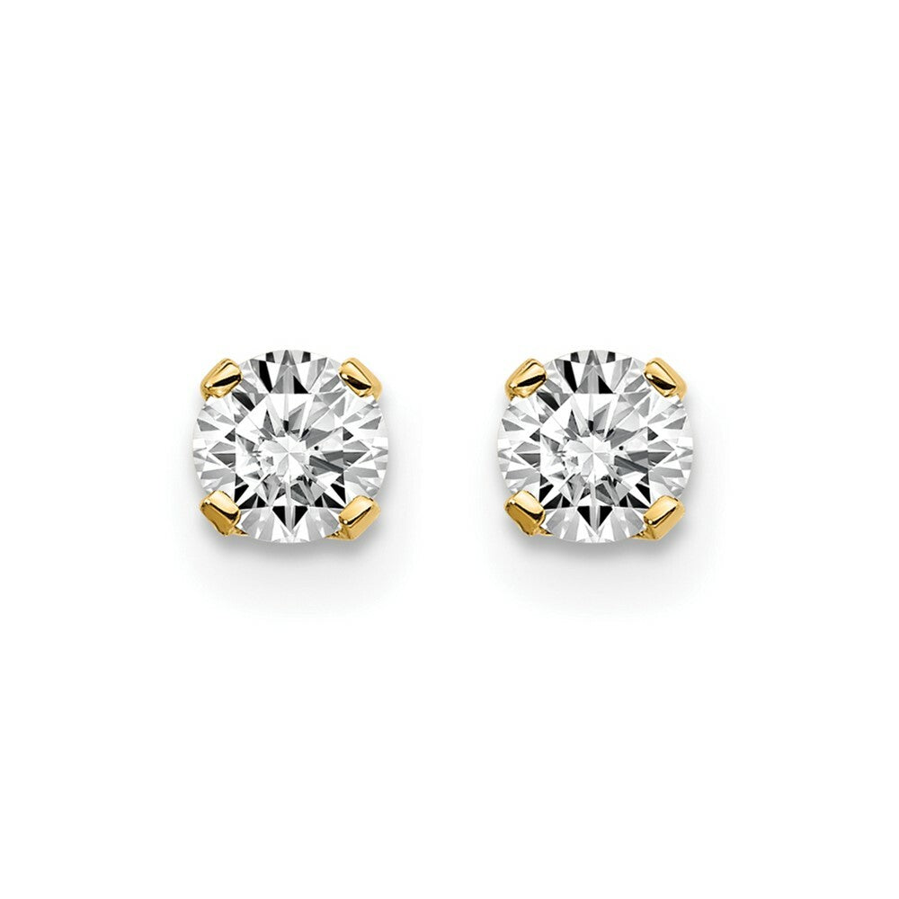 14K Yellow Gold 1/3-Carat tw I2 K-L Diamond Stud Push-on Post Earrings