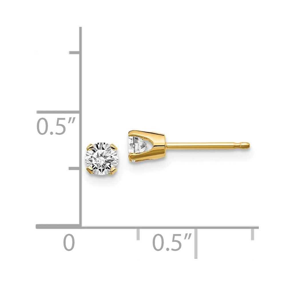 14K Yellow Gold 1/3-Carat tw I2 K-L Diamond Stud Push-on Post Earrings
