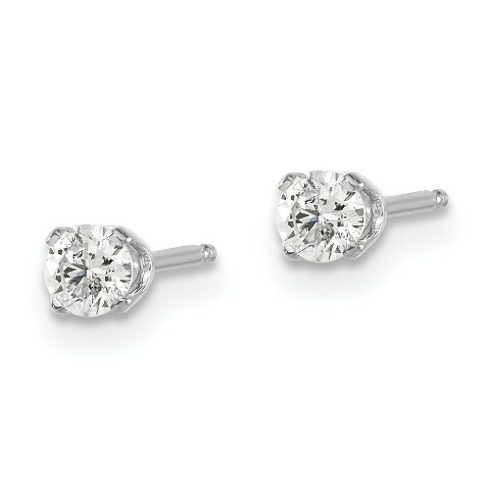 14K White Gold .30ct I2 K-L Diamond Stud Push-on Post Earrings