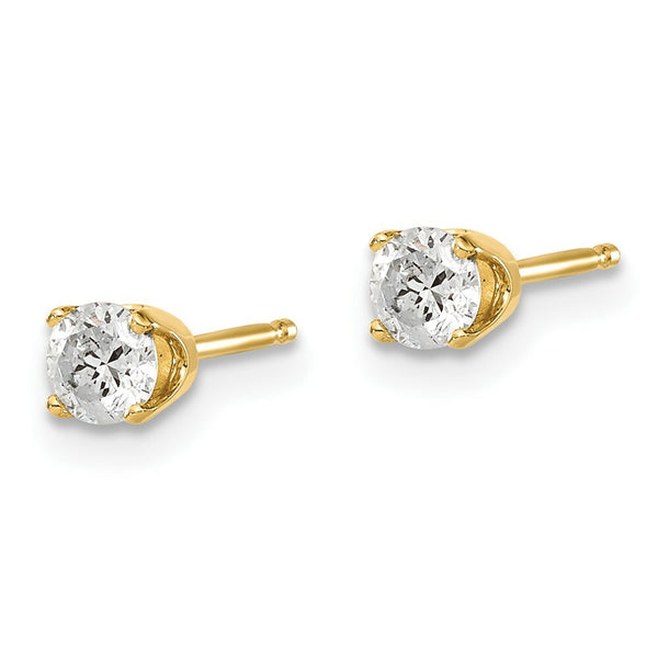 14K Yellow Gold .40-Carat tw I2 K-L Diamond Stud Push-on Post Earrings