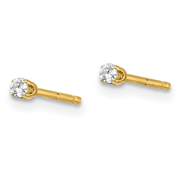 14k Yellow Gold .05-Carat tw I2 K-L Diamond Stud Push-on Post Earrings
