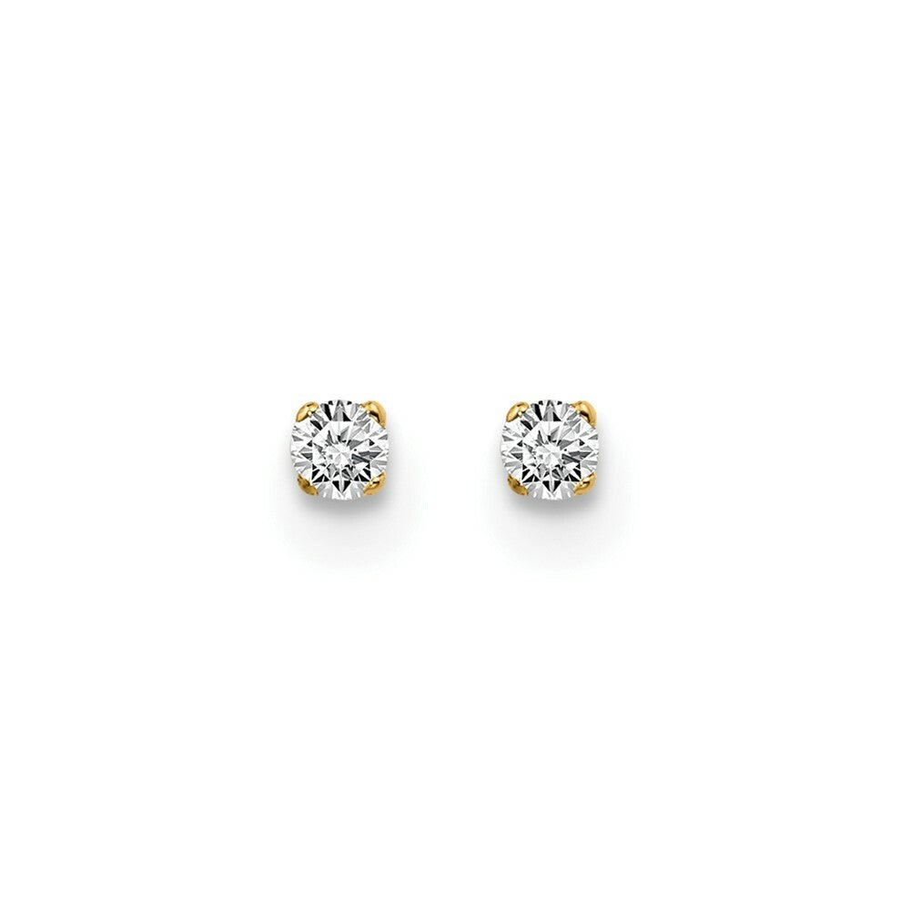 14k Yellow Gold .05-Carat tw I2 K-L Diamond Stud Push-on Post Earrings