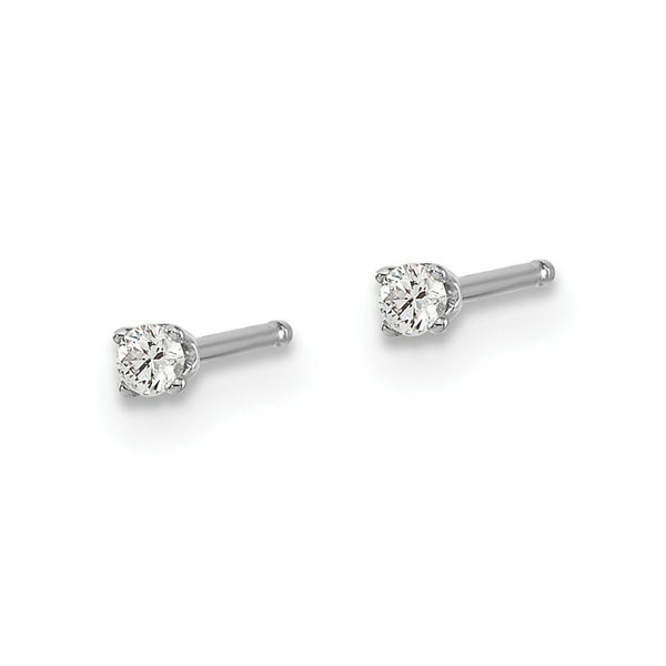 14k White Gold .05-Carat I2 K-L Diamond Stud Push-on Post Stud Earrings