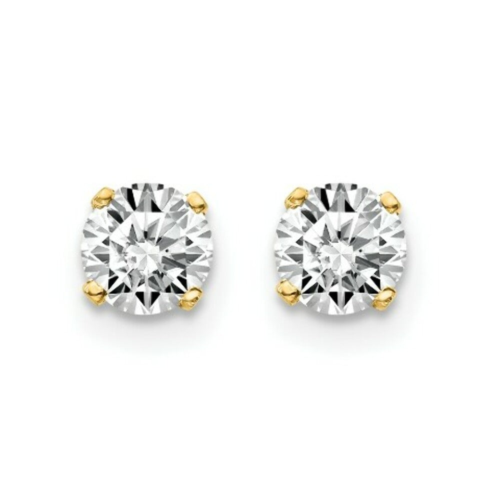 14K Yellow Gold .70-Carat tw I2 K-L Diamond Stud Push-on Post Earrings