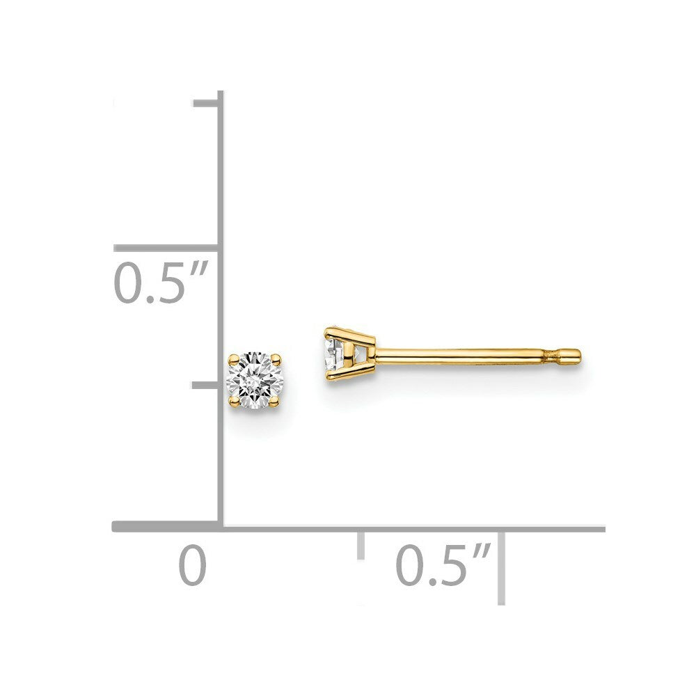 14K Yellow Gold .10-Carat tw I1 J-K Diamond Stud Push-on Post Earrings