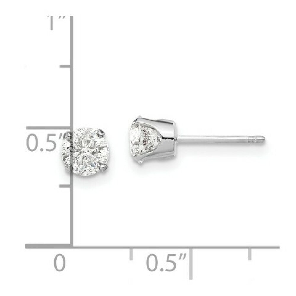 14K White Gold 1-Carat tw I1 J-K Diamond Stud Push-on Post Earrings