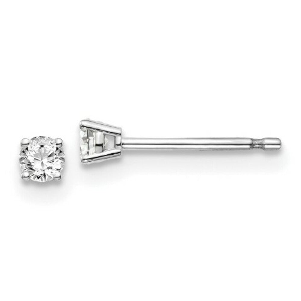 14K White Gold .15-Carat I1 J-K Diamond Stud Push-on Post Earrings