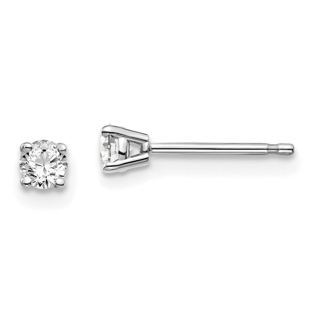 14K White Gold .20ct I1 J-K Diamond Stud Push-on Post Earrings