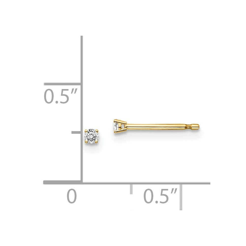 14K Yellow Gold .05ct. I1 J-K Diamond Stud Push-on Post Earrings