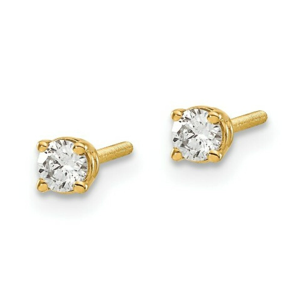 14K Yellow Gold 1/5-Carat tw SI3 G-I Diamond Stud Thread on/off Post Earrings