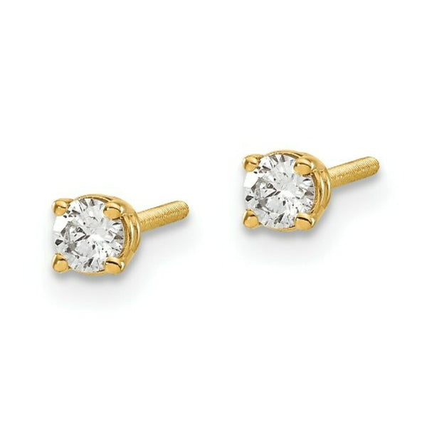 14K Yellow Gold 1/5-Carat tw SI3 G-I Diamond Stud Thread on/off Post Earrings