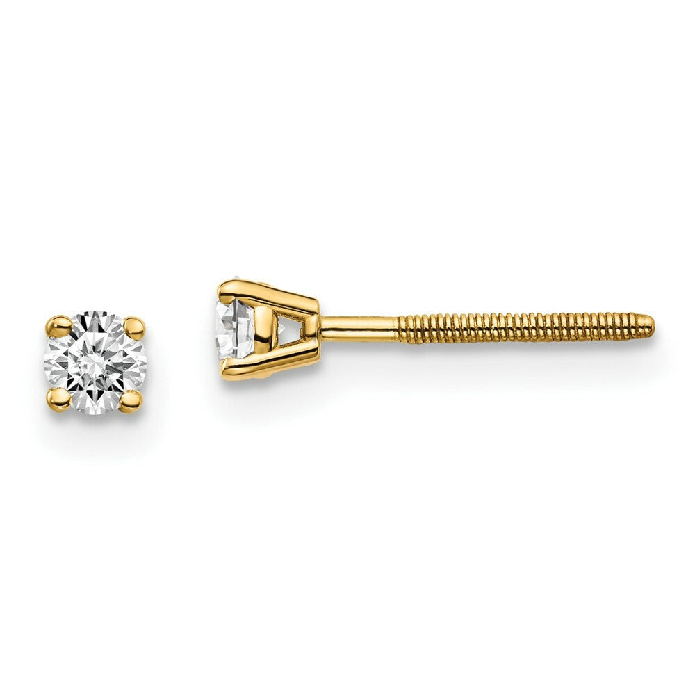 14K Yellow Gold 1/5-Carat tw SI3 G-I Diamond Stud Thread on/off Post Earrings