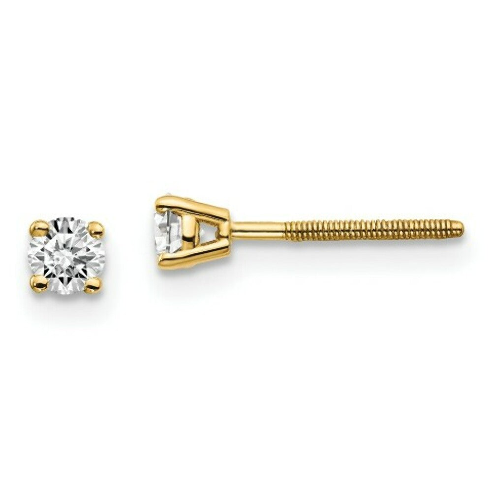 14K Yellow Gold 1/4-Carat SI3 G-I Diamond Stud Thread on/off Post Earrings