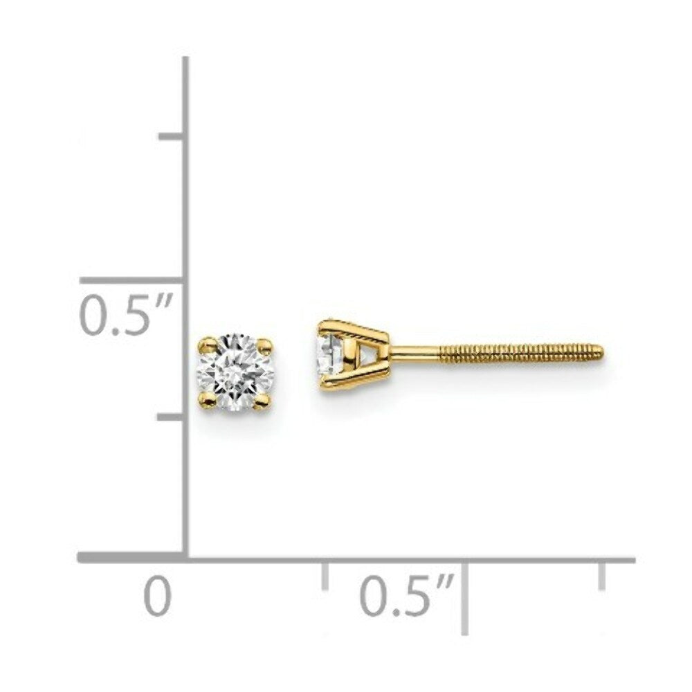 14K Yellow Gold 1/3-Carat tw SI3 G-I Diamond Stud Thread on/off Post Earrings
