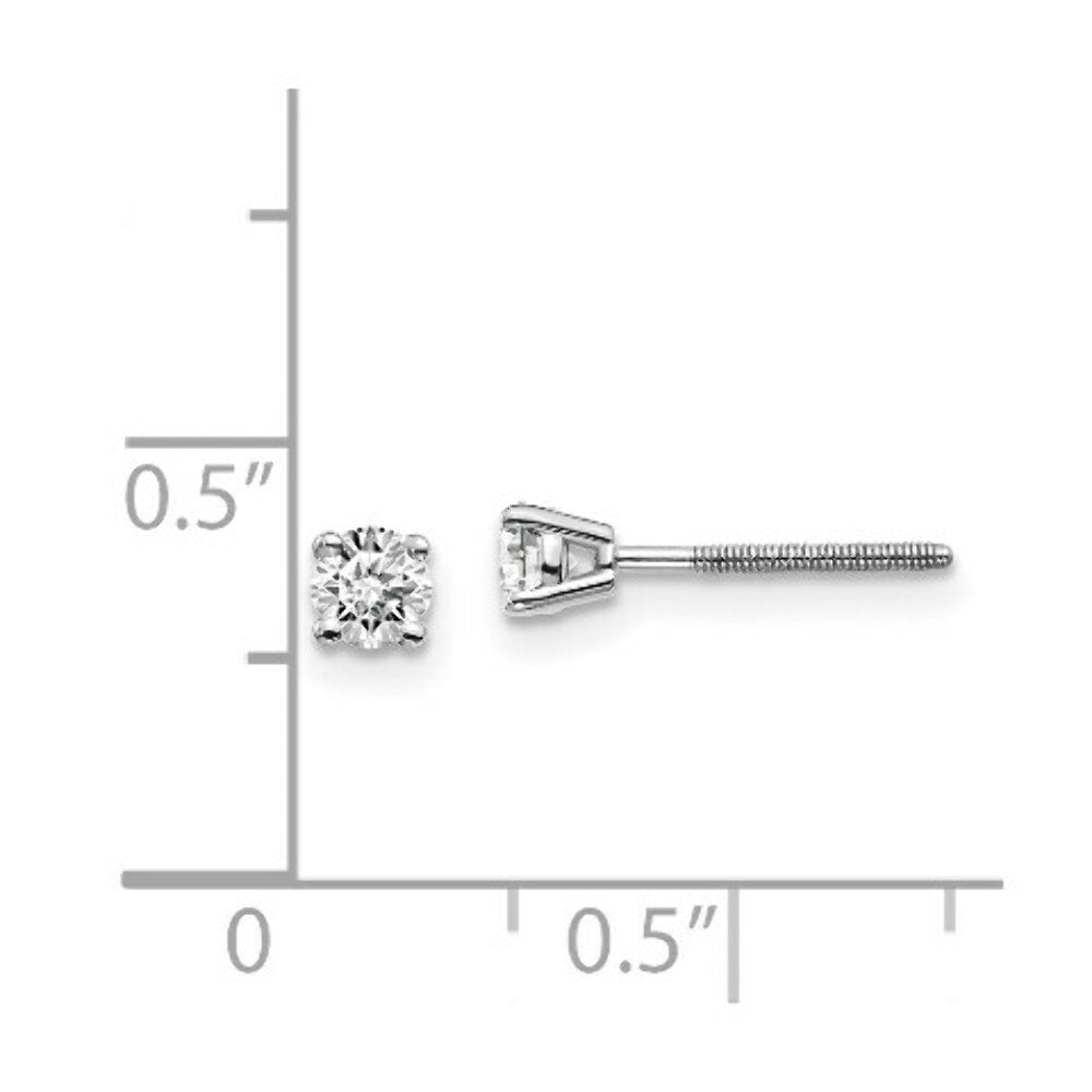 14K White Gold .30ct SI3 G-I Diamond Stud Thread on/off Post Earrings