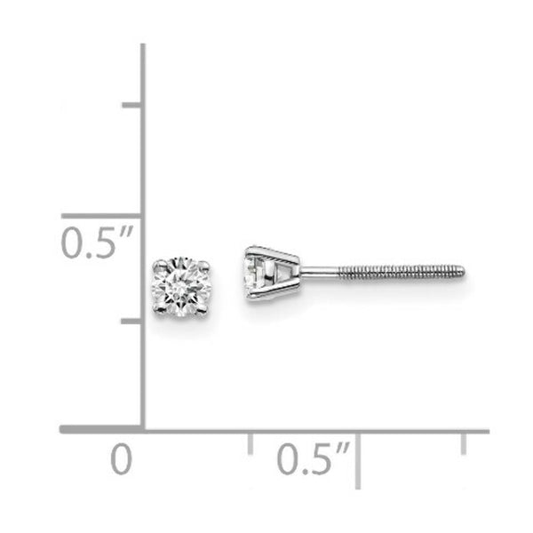 14K White Gold .30ct SI3 G-I Diamond Stud Thread on/off Post Earrings