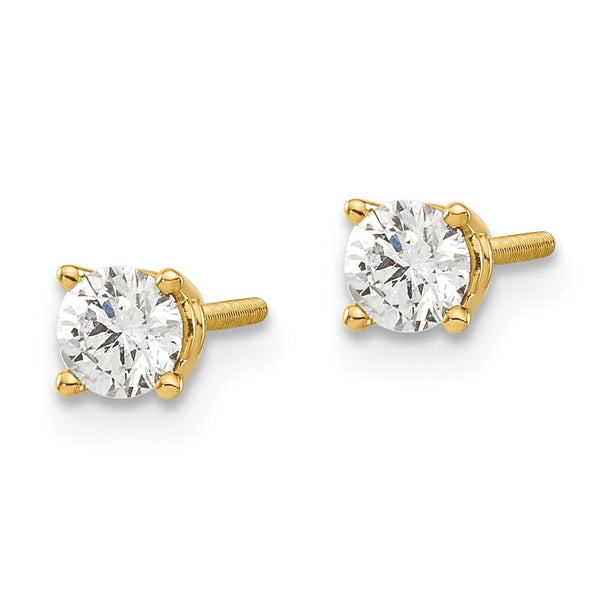 14K Yellow Gold .40-Carat tw SI3 G-I Diamond Stud Thread on/off Post Earrings
