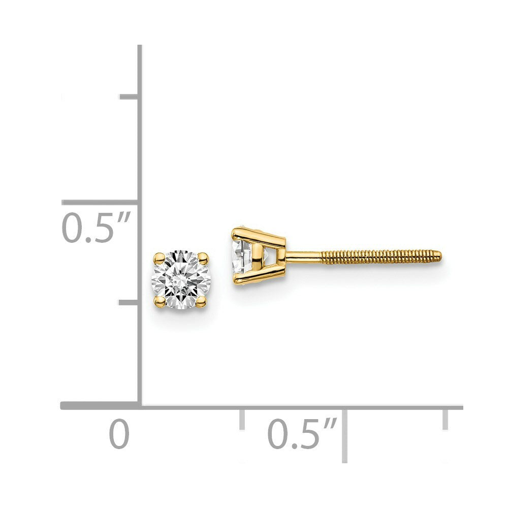 14K Yellow Gold .40-Carat tw SI3 G-I Diamond Stud Thread on/off Post Earrings