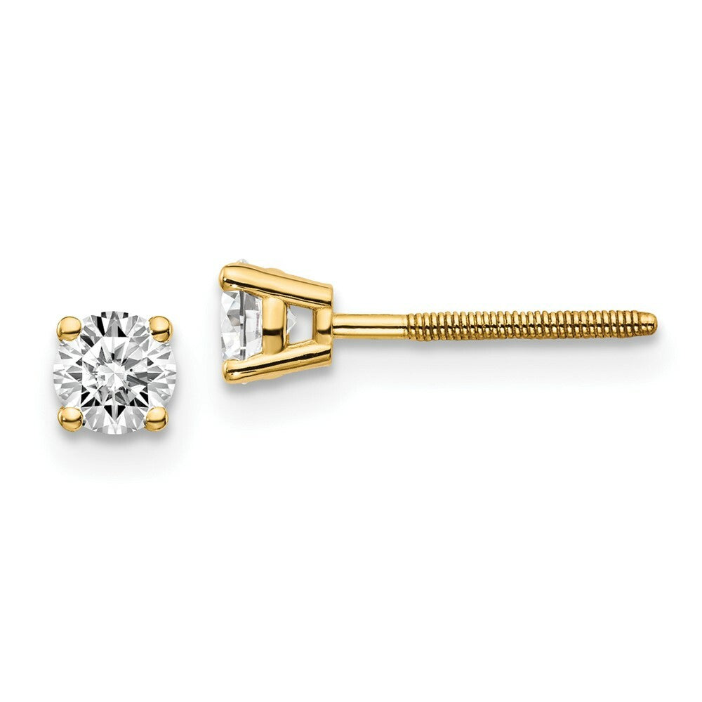 14K Yellow Gold .40-Carat tw SI3 G-I Diamond Stud Thread on/off Post Earrings