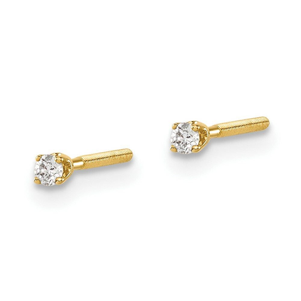 14K Yellow Gold .05-Carat tw VS2/SI1 G-I Diamond Stud Thread on/off Post Earrings