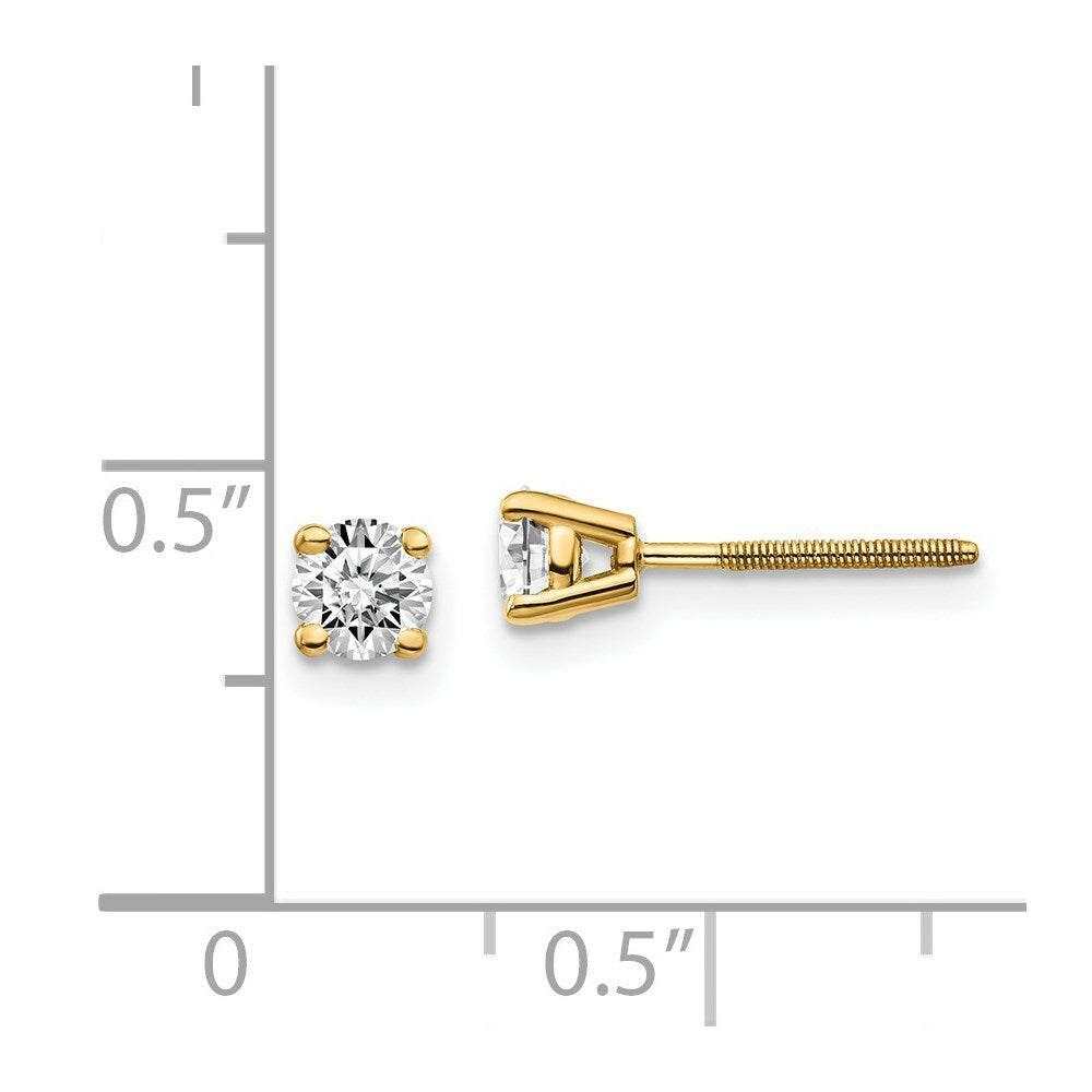 14K Yellow Gold 1/2-Carat tw SI3 G-I Diamond Stud Thread on/off Post Earrings