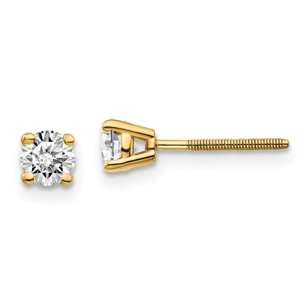 14K Yellow Gold 1/2-Carat tw SI3 G-I Diamond Stud Thread on/off Post Earrings