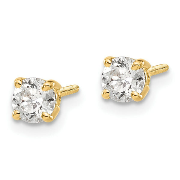 14K Yellow Gold .60-Carat tw VS2/SI1 G-I Diamond Stud Thread on/off Post Earrings