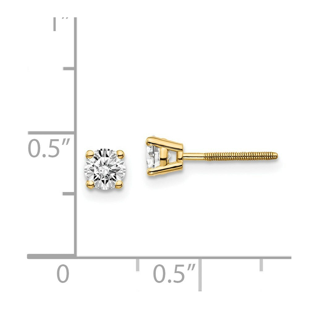 14K Yellow Gold .60-Carat tw SI3 G-I Diamond Stud Thread on/off Post Earrings