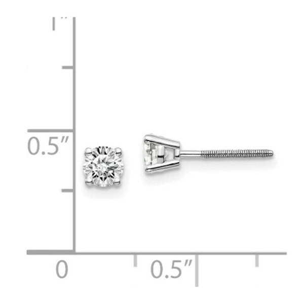 14K White Gold .60-Carat tw SI3 G-I Diamond Stud Thread on/off Post Earrings