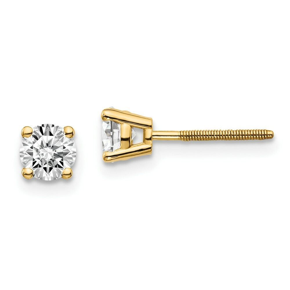 14K Yellow Gold .60-Carat tw VS2/SI1 G-I Diamond Stud Thread on/off Post Earrings