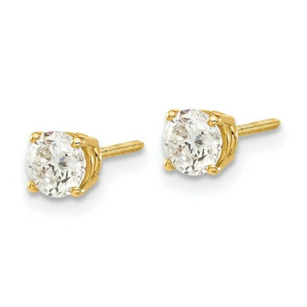 14K Yellow Gold .85-Carat tw SI3 G-I Diamond Stud Thread on/off Post Earrings